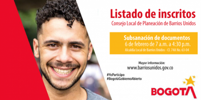Resultado proceso de inscripciones Consejo Local de Planeación de Barrios Unidos