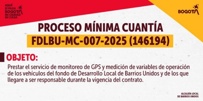 Proceso de mínima cuantía FDLBU-MC-007-2025 (146194)