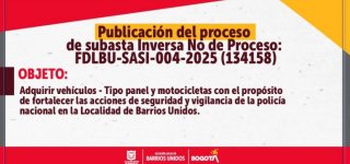 Proceso de Subasta Inversa FDLBU-SASI-004-2025 (134158)